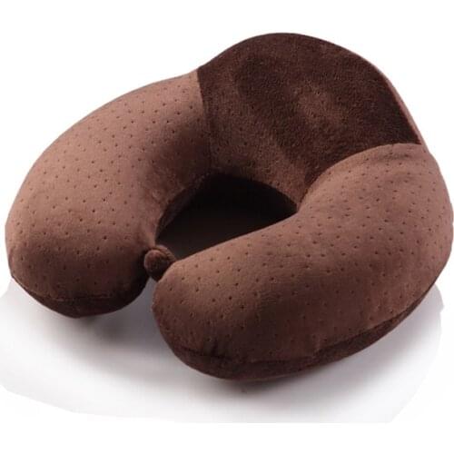 U-shape upgrade memory foam pillow Soft travel neck pillow Cushion massager slow rebound memory for sleep airplane 4 color