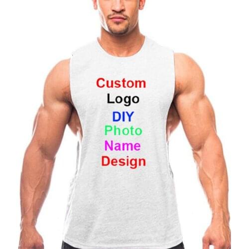 Your OWN Design Brand Logo/Picture Mens Workout Gym Clothing Bodybuilding Tank Top Custom Sport Fitness Singlets Sleeveless Vest
