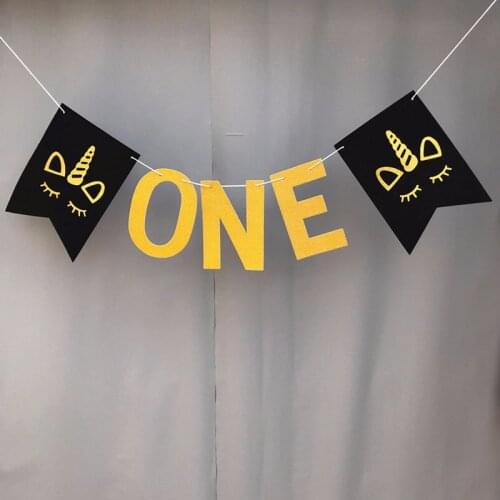 Unicorn Party Decoration Banner Bunting Baby ONE Year Old Flag Baby Shower Banner Happy Birthday Banner Favors