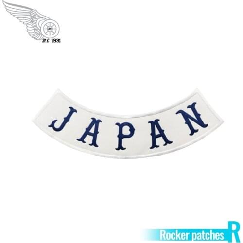 Japan Rocker Outlaw Patches White twill fabric Embroidered Iron On Back of Jacket Patch Free Shipping DIY Customized Design