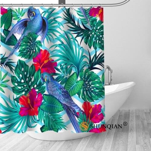 Custom Tropical flower Bath Curtain Fabric Modern Shower Curtain bathroom beautiful Curtains Bath decor