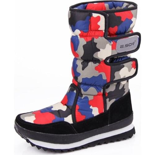 Girl camouflage thickening and velvet boots in the tube waterproof non-slip warm boots womens fashion warm boots