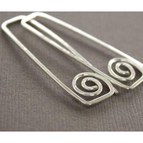 Square Earrings Handmade Jewelry 925 Silver Gold Filled Brincos Vintage Boho Hammered Pendientes Earrings For Women Oorbellen