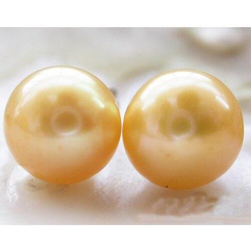 New Arrival Favorite Pearl Jewelry AAA 10mm Yellow Round Freshwater Pearl S925 Sterling Silver Stud Earring Perfect Lady Gift