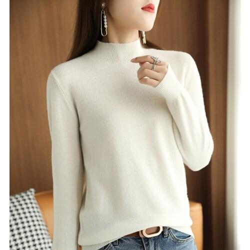 2021 autumn mock neck bottoming soft sweaters women pullover winter solid color sweater women knitted pullover outer wear jumper