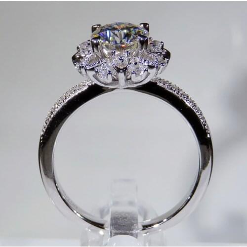 10K Au417 White Gold Women Ring Moissanite Diamonds 1 2 3 45 Carat Flower Elegant Wedding Party Engagement Anniversary Ring