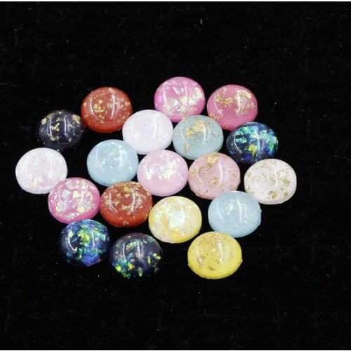 12 Mm 50Pcs Flatback Resin Opal stone Dotted Round Rhinestones Cabochon Gems Flat Backs Resin For DIY Earrings/hair Decoration