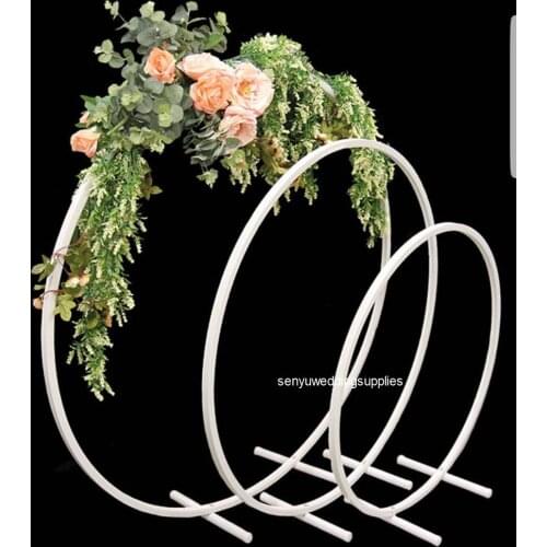 12pcs)30cm/55cm)New style white color wedding stage decoration round shape metal arch for flower arrangement metal stand su1502