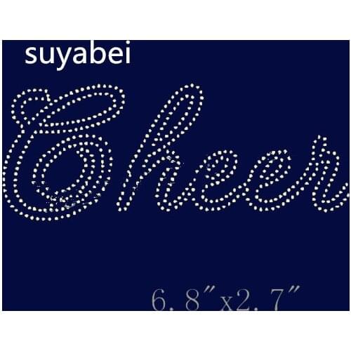 2pc/lot Cheer design stones hot fix rhinestone transfer motifs iron on applique patches strass iron for shirt bag