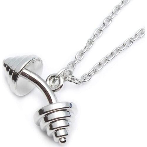 2020 Charm Fitness Gym-Bodybuilding Sport Dumbbell-Barbell Pendant Necklaces for Men Women Sport Fashion Rope Choker Jewelry