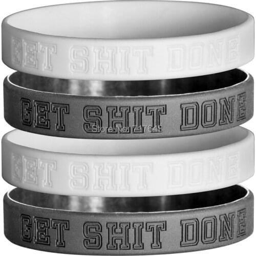 300PCS Get Shit Done white and gray wristband silicone bracelets free shipping by FEDEX