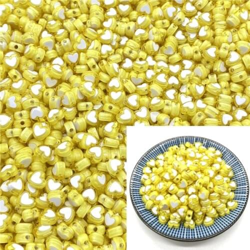 50pcs 8x5mm Love Acrylic Bead Loose Spacer Beads For Jewelry Making DIY Bracelet Accessories #A46a08