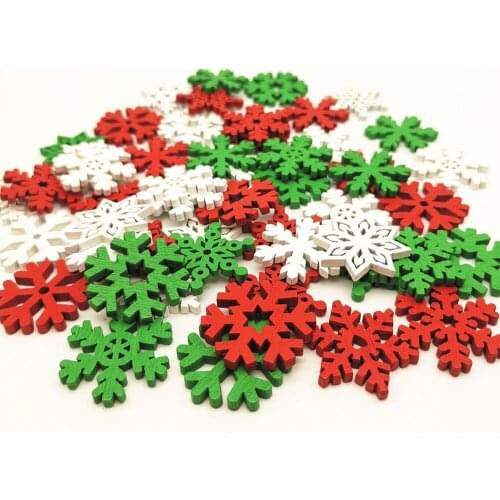 50pcs 25mm Mixed Patterns Wood Snowflakes DIY Christmas Ornament Handcraft Diy Decorations Accessories