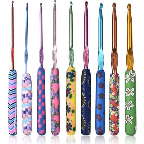 8/9pcs Colorful Ceramic Handle Alumina Crochet Hooks Knitting Needles Set Sewing Crochet for Weave Sewing Needles Handmade Tool