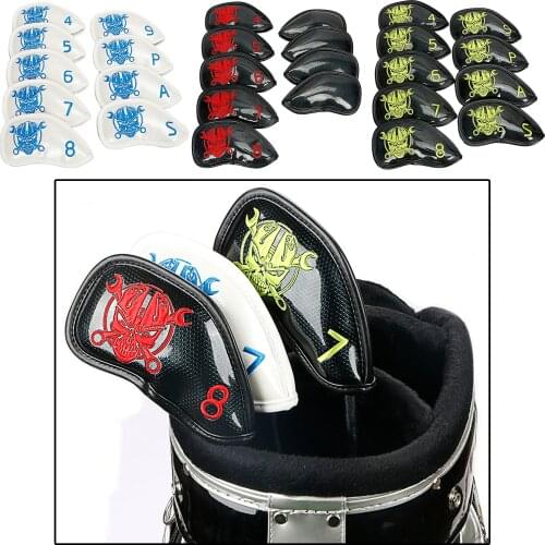 9x Durable Leather Golf Iron Headcover Waterproof Club Head Cover Guard Case
