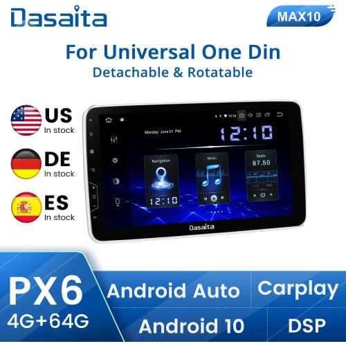Dasaita 10.2" IPS Screen 1 Din Android 10 Universal Car Radio Multimedia Player for Nissan Toyota DSP Carplay 1280*720 Head Unit