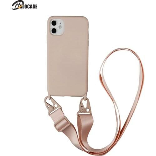 Luxury Silicone Chain Necklace Phone Case For iPhone 12 11 Pro Max 7 8 Plus X XR XS Max Lanyard Neck Strap Rope Cord Back Cover