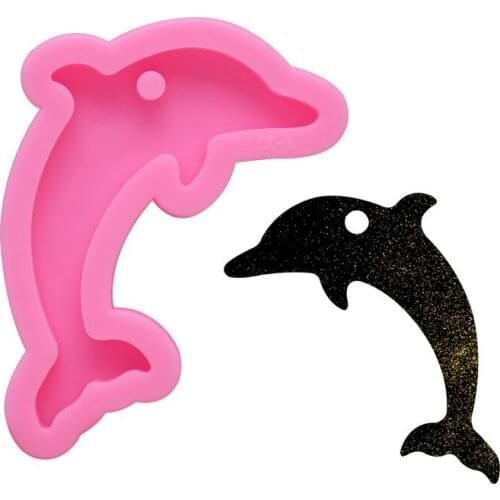 DIY shiny dolphin silicone mold custom keychain pendant epoxy resin mold chocolate fudge cake decoration mold