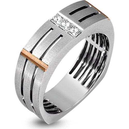 JK Classic Simple Silver Color Women Wedding Jewelry Rings 3 Small Crystal Zircon Stone Hollow Band Design Minimalist Gift