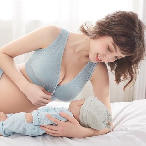 Normally Pregnancy and Lactation Bra Sleep Cotton Vest Front Side Buckle Breastfeeding Bra Comfortable Pregnant Women Underwear