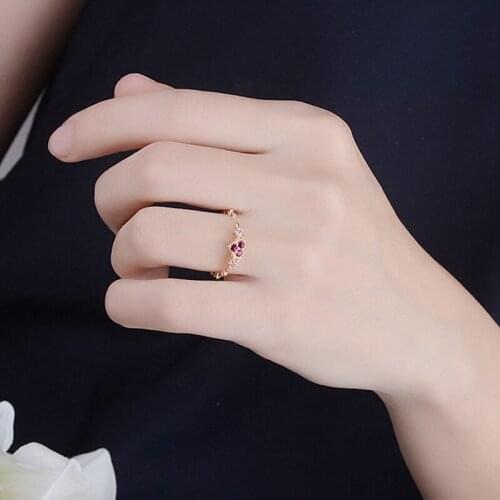 Ring With Heart Shape Red Zircons Luxury Fine Jewelry For Women Valentines Day Jewelry Gift
