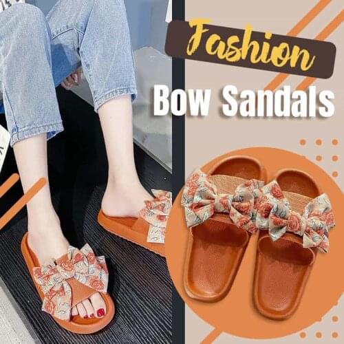 Summer Fashion Sandals Shoes Women Bow Summer Sandals Slipper Indoor Outdoor Flip-flops Beach Shoes Female Slippers Dropship