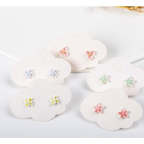 Small Cute Colorful Summer Ceramic Earrings Korean style Flower Bear Geometric Food Stud Earrings Set For Women #KZ312