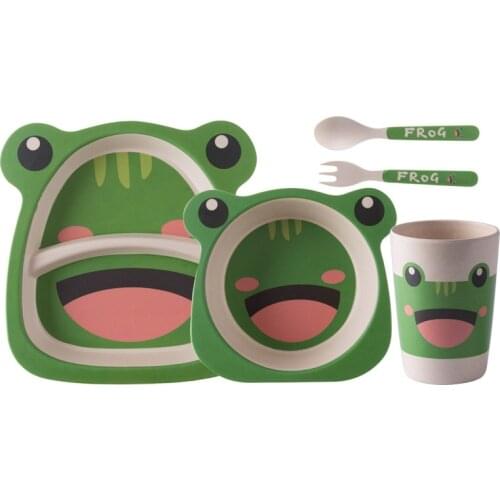 Baby Bowl Feeding Food Tableware Set Cartoon Design Kids Dishes Eating Dinnerware Training Plate 5 Piece Set WXY002
