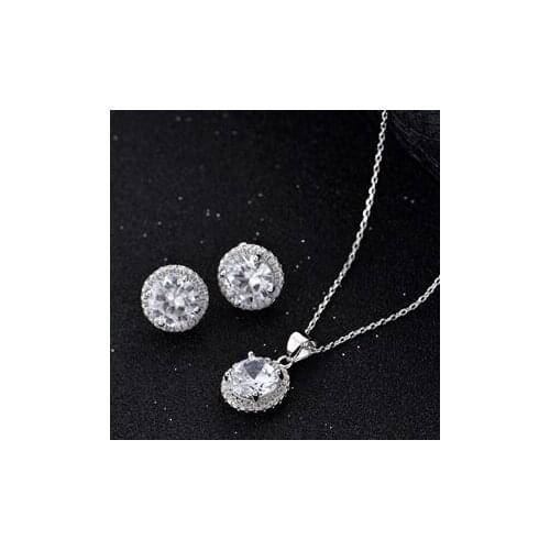 Bridal Party Rhinestone Artificial Zircon Necklace Earrings Set