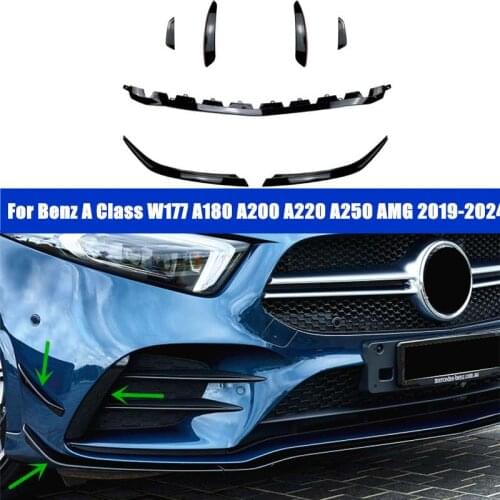 Side Front Lower Bumper Lip Splitter Sticker Cover For Mercedes-Benz A Class W177 A180 A200 A220 A250 AMG 2019 2020 2021 2022
