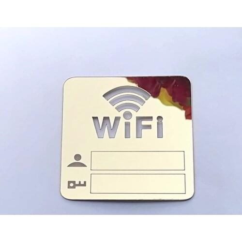 Public Shope Bar Hotel WIFI Signage 3D Acrylic Mirror WIFI Sign Wall Stickers Rewritable Account and Password Handwrite Label