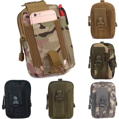 Nylon Tactical Molle Pouch Belt Clip Phone Holster EDC Gadget Pouch Waist Bag Purse Camouflage Phone Bag Hiking Outdoor Camping