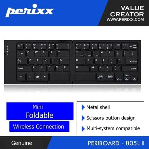 New Perixx PERIBOARD-805L II Metal Shell Foldable Universal Bluetooth Keyboard Multi-System compatible Bluetooth Keyboard
