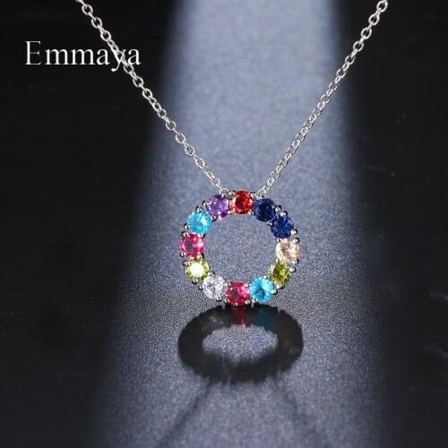 Emmaya New Arrival Classical Round Design Necklace With Colorful Cubic Zircon Fashion Jewelry Party Ingenious Ornament