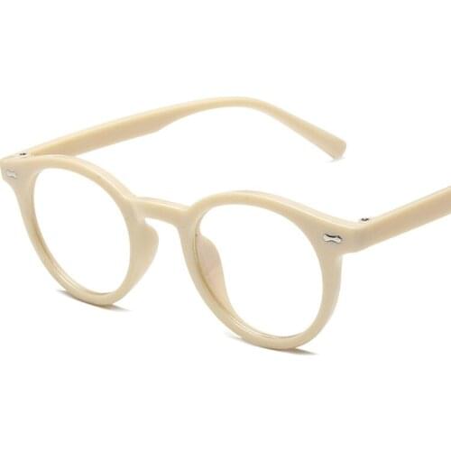 Rivet Round Eyeglasses Frame Women Men Transparent Lens UV400 Eye Protection Leopard Beige Shades Brand Designer