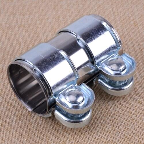 Stainless steel 2" 51mm Car Exhaust Pipe Tube Connector Heavy Duty Sleeve Double Clamp Tube Adapter Joiner Universal Accessories