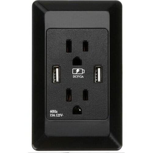 Direct sale American Standard wall USB socket leakage prevention overload PC panel, double usb15A wall socket 125V