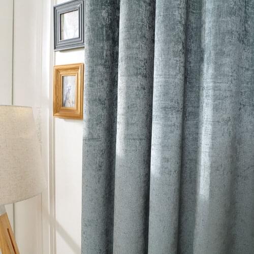 Modern Chenille Pure Color Curtain Nordic Style Bedroom Living Room Blackout Curtain Finished Customization
