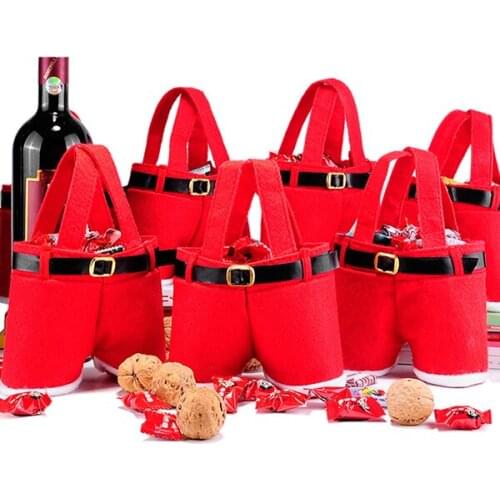 Santa Pants Candy Bag Christmas Decorations for Home Xmas Sack Cute Children Gift Wedding Present Kids Candy Hangbag