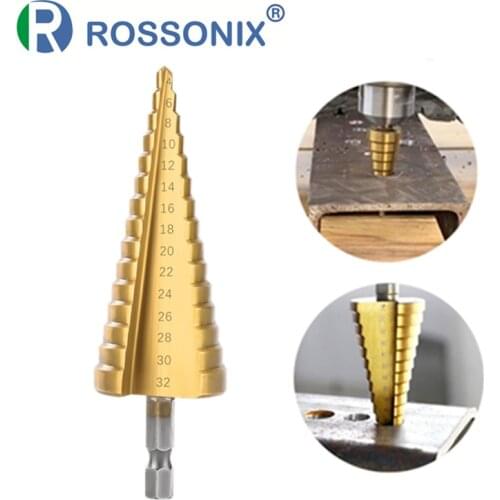 1 Piece 4-32MM HSS Titanium Coated Step Drill Bit High Speed Steel Metal Wood Hole Cutter Cone Drilling Power Woodworking Tools