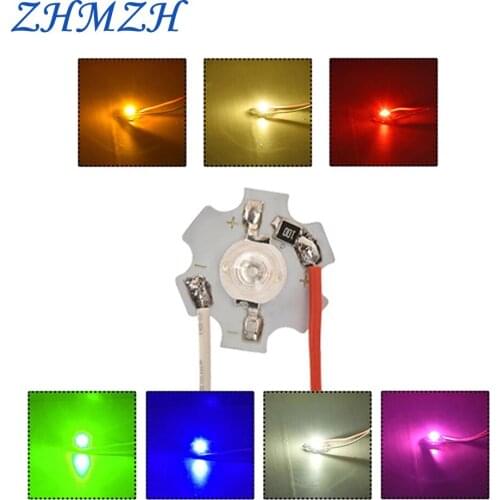 ZHMZH 5pcs/lot LED Chip 1W High Power LED Light Bead Al Board 20mm For Downlight Spotlight White Blue Green Red Purple Yellow