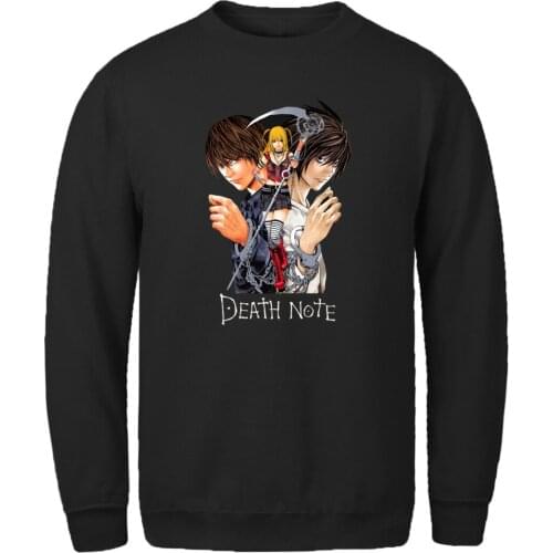Death Note Print Sweatshirt Mens Streetwear Hip Hop Hoodie Vintage Tops Outwear Mans Clothing Retro Autumn Sudaderas Masculino