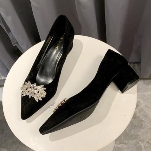 Fashion Concise Elegant High-heeled Shoes Leisure Pumps Pointed High-heeled Shoes Thick Heels Lady High Heel Office Shoes U28-11