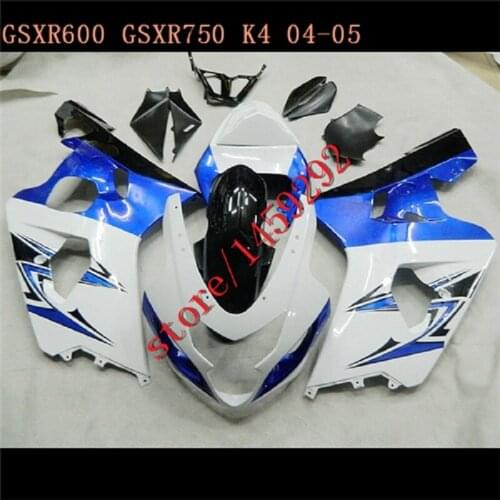 High quality Fairing set for SUZUKI GSX R600 750 2004 2005 motorcycle fairings GSXR 750 GSXR600 K4 white blue black Fairing