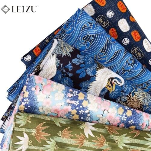Japanese Fabric Navy Bronze Cotton Sewing Fabric For Diy Hand Bag Or Kimono TJ1023
