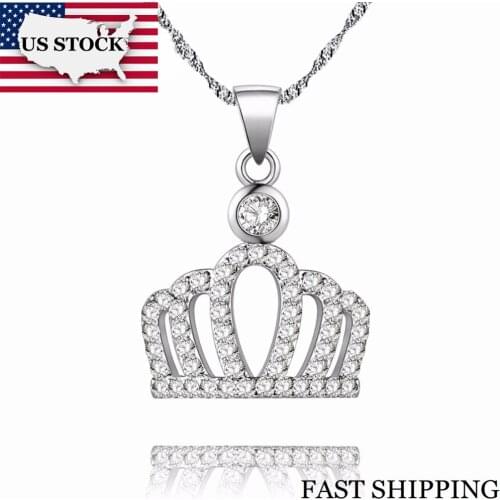 US STOCK Uloveido Necklace Pendant Necklace Female Crown Pendant Women Wedding Jewelry Bijouterie Collares Suspension 15%offN848