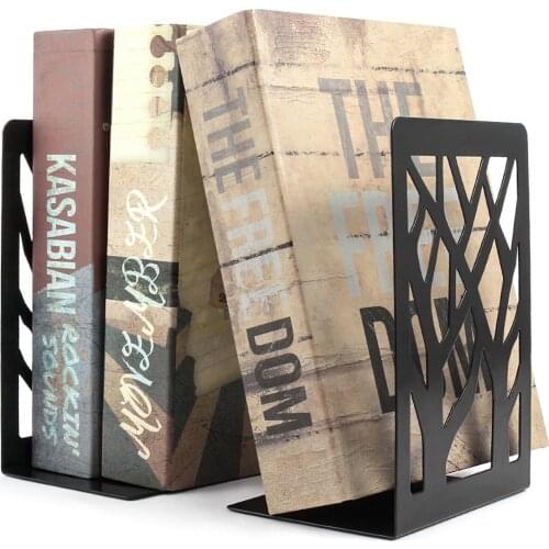 1 Pair Book Ends Tree Shaped Metal Mesh Desk Organizer Desktop Office Home Bookends Book Holder Black Drop Shipping