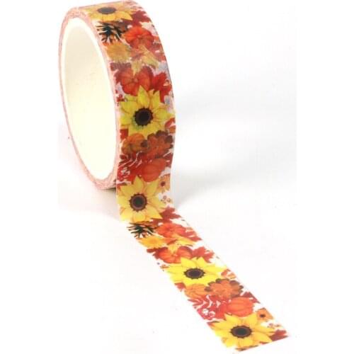 1pcs Creative Sunflower Washi Tape Adhesive Paper Tape School Office Supplies DIY Scrapbooking Decorative Sticker Tape 5m