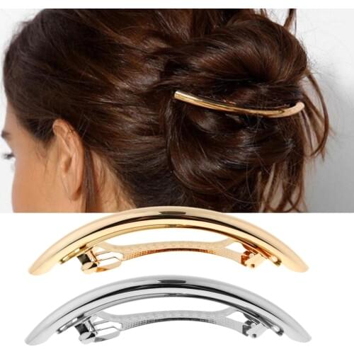2pcs Novelty Large Rectangle French Hair Barrette Hairpins Automatic Spring Tube Hair Clip Solid Color Hairpin