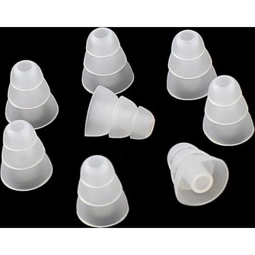 4 Pairs Clear Large Triple Flange Conical Replacement Silicone Earbuds Compatible With Most In Ear Headphone Brands